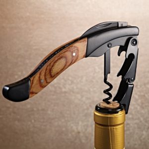 Wine Enthusiast waiter-style corkscrew in black matte and wood