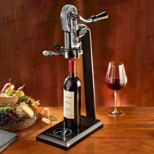 Legacy Corkscrew with Black Marble Stand and Handle in Antique Bronze