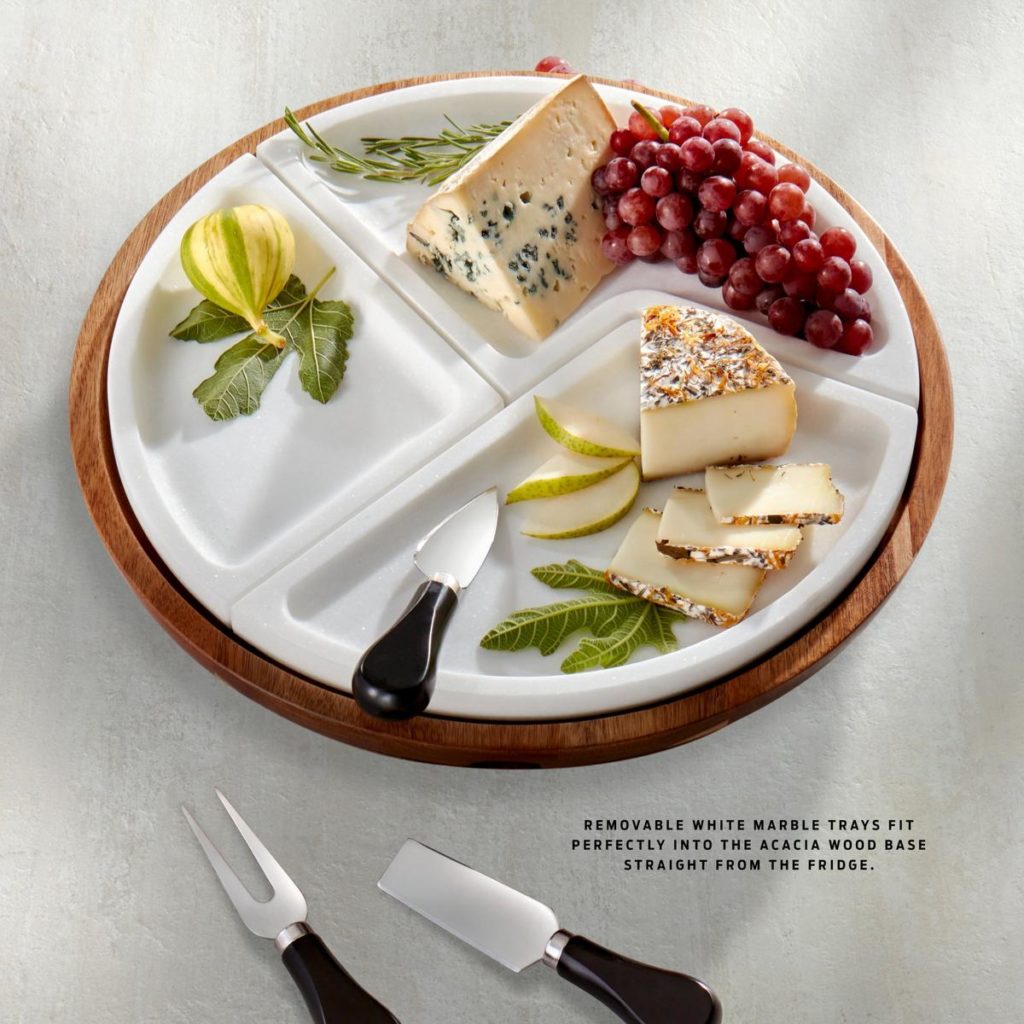 marble and wood cheeseboard